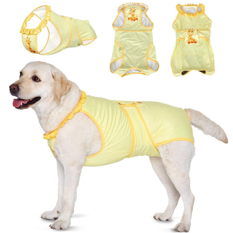 LovinPet Dog Recovery Suit for Large Medium Dogs - Wound Protective Surgical E-Collar Alternative Recovery Snugly Suit for Abdominal Wounds After Surgery Dog Onesies,Deer Pattern,Yellow,XL XL Yellow collar/Yellow - PawsPlanet Australia