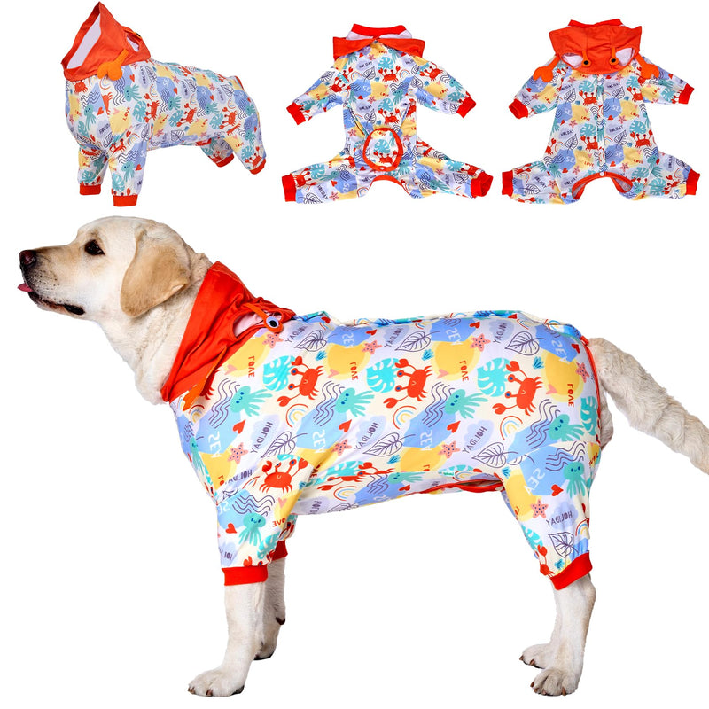 LovinPet Dog Recovery Suit for Large Medium Dogs - Dog Bodysuit for Abdominal Wound After Surgery Anti Licking Abdominal Wound Surgical Clothes Post-Operative Vest E-Collar Alternative,Crab,Red,XL XL Red collar/Blue - PawsPlanet Australia