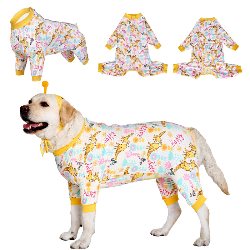 LovinPet Dog Recovery Suit - Medium Large - Professional Large Dog Recovery Suit Abdominal Wound Surgical Clothes Post-Operative Vest E-Collar Alternative Recovery,Giraffe,Yellow,3XL 3XL Yellow collar/Yellow - PawsPlanet Australia