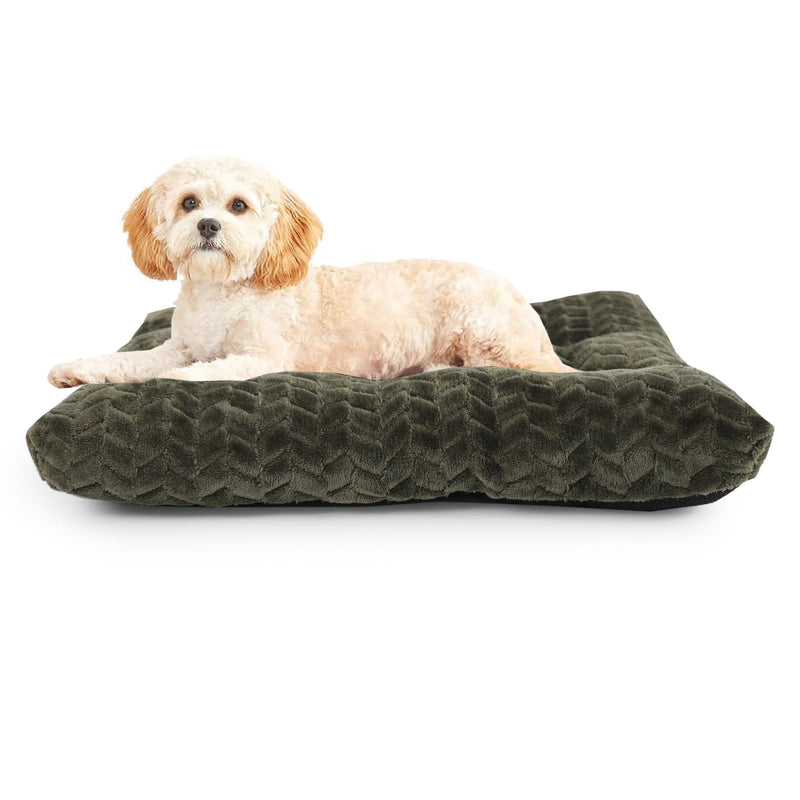 Dog Crate Bed for Small Size Dogs Washable fit 24 inch Crate or Cages Kennel Pad with Anti-Slip Pet Pillow Cushion Sleeping Up to 25 lbs Puppy Cat,24x18 Olive Green 24"x17"x4" - PawsPlanet Australia
