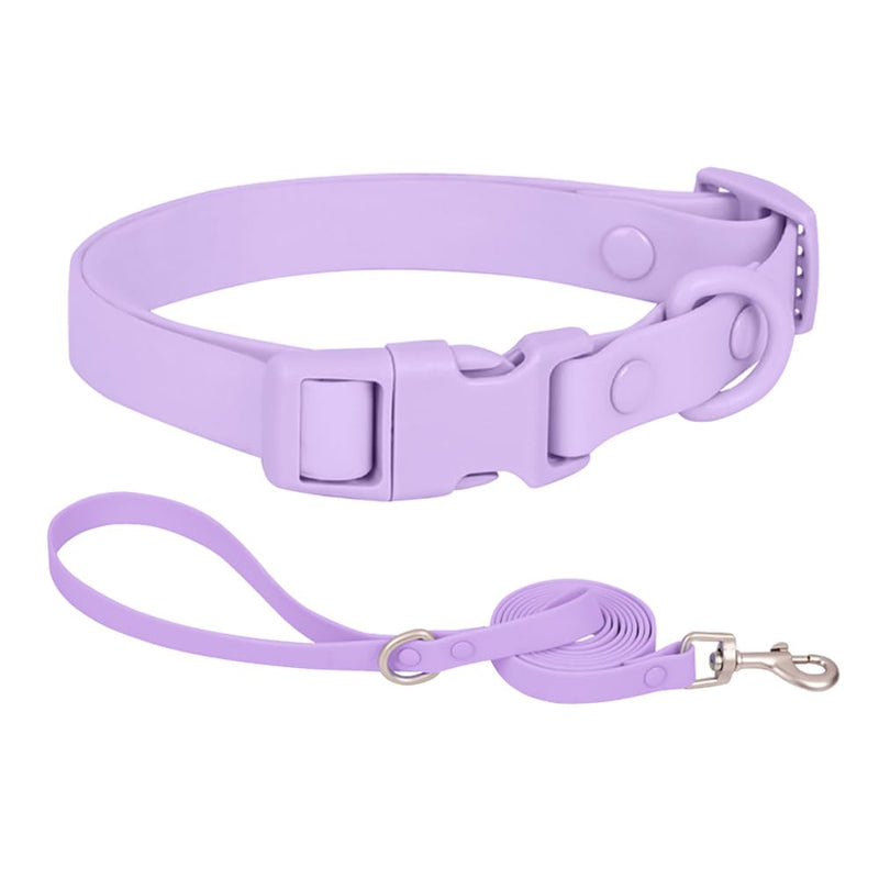 Ovale Waterproof Dog Collar Leash Combo Set, Durable and Easy to Clean, for Small Dogs.(S, Purple) Rubber Purple Set - PawsPlanet Australia