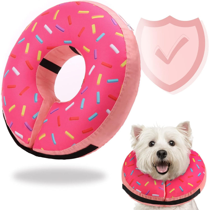 Inflatable Soft Dog Cone Collar for Small Medium Large Dogs & Cats Alternative After Surgery, Blow Up Pet Donut Neck Prevent from Biting Scratching, Comfy Adjustable Recovery Pillow Suitable for small or medium-sized dogs PINK - PawsPlanet Australia