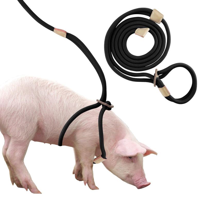 Mini Pig Harness & Leash, Adjustable 8 Feet Long Rope for Small to Medium Pet Pigs Black - PawsPlanet Australia