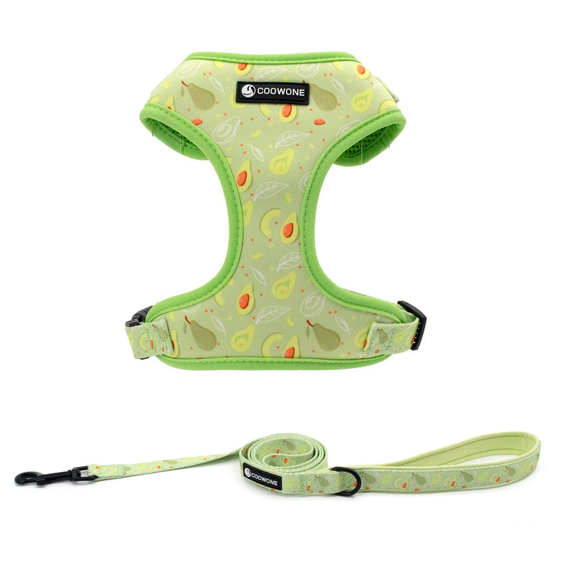 Dog Harness and Leash Set, Adjustable Dog Harness, Dog Leash, No Pull No Choke Puppy Harnesses for Walking Training for Small Medium Large Pet S(Chest 13 - 19", Neck 9.5 - 13.1") Avocado - PawsPlanet Australia