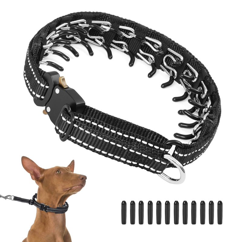 Martingale Collar for Dog,No Pull Dog Walking Training Collar,Adjustable Tactical Dog Collar with Heavy Duty Metal Buckle,Reflective Nylon Military Dog Collar for Small,Medium,Large Breed Dog Medium,20Inch,14.5-18.5"Neck Black - PawsPlanet Australia