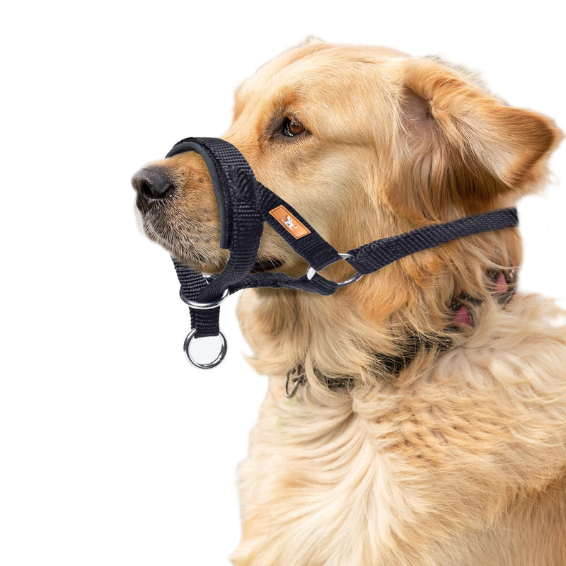Dog Head Collar with Soft Fabric, Head Harness Stops Dog Pulling, Head Leash for Small Medium Large Dogs Walking(M, Black) M - PawsPlanet Australia