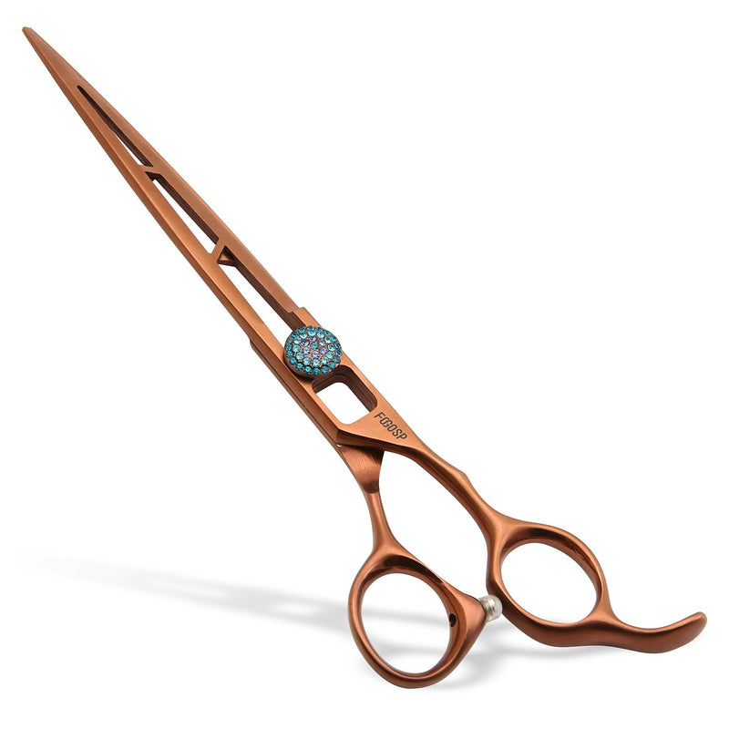 7.0'' Straight Dog Grooming Scissors Professioanl Pet Grooming Shears for Small Dog Cat High Cobalt Alloy Steel Hollow Out Design(7, Chocolate Striaght) Chocolate Straigth Shears 7 inch - PawsPlanet Australia