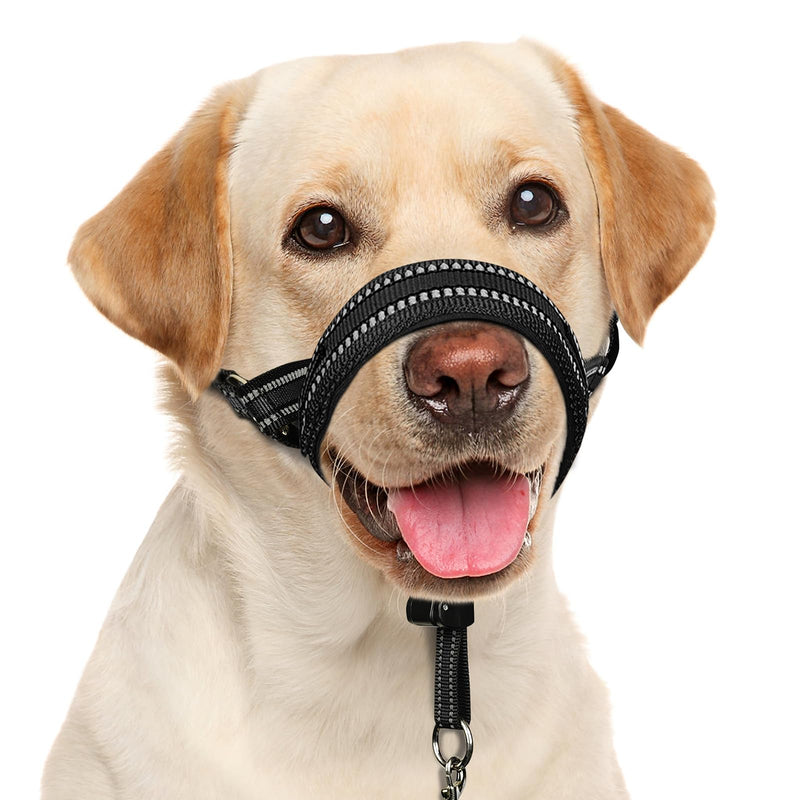BARKLESS Soft Dog Head Collar, Padded No Pull Head Halter, Dog Training Nose Leash with Safety Link for Medium Large Dogs, Adjustable Muzzle Leash, Easy Control for Dog Walks(Black, L) Black L (Snout 9.5"-14") - PawsPlanet Australia