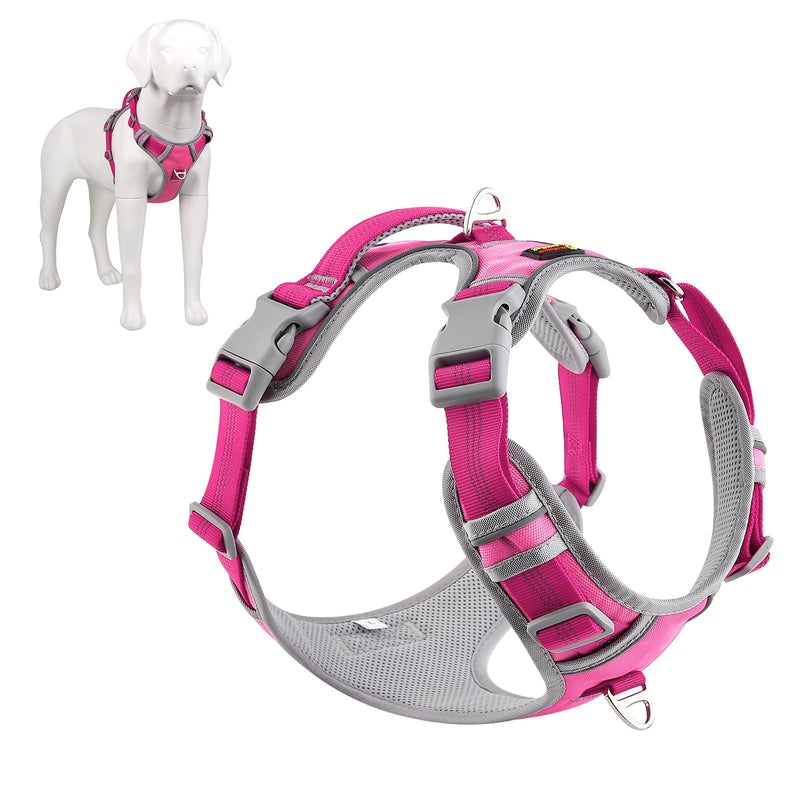 Plutus Pet No Pull Dog Harness, Release at Neck, Reflective Adjustable Dog Vest Harness, Easy Control Handle for Walking, for Small Medium Large Dogs, Hot Pink, M - PawsPlanet Australia