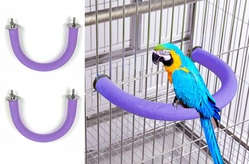 2Pcs 6.1Inch Purple U Shape Rough-surfaced Sands Stick Bird Perches Bird Cage Perches Toy for Regular to Large Bird Amazon, Grey Parrots, Parakeets,Macaw 6.1'X2 Purple - PawsPlanet Australia