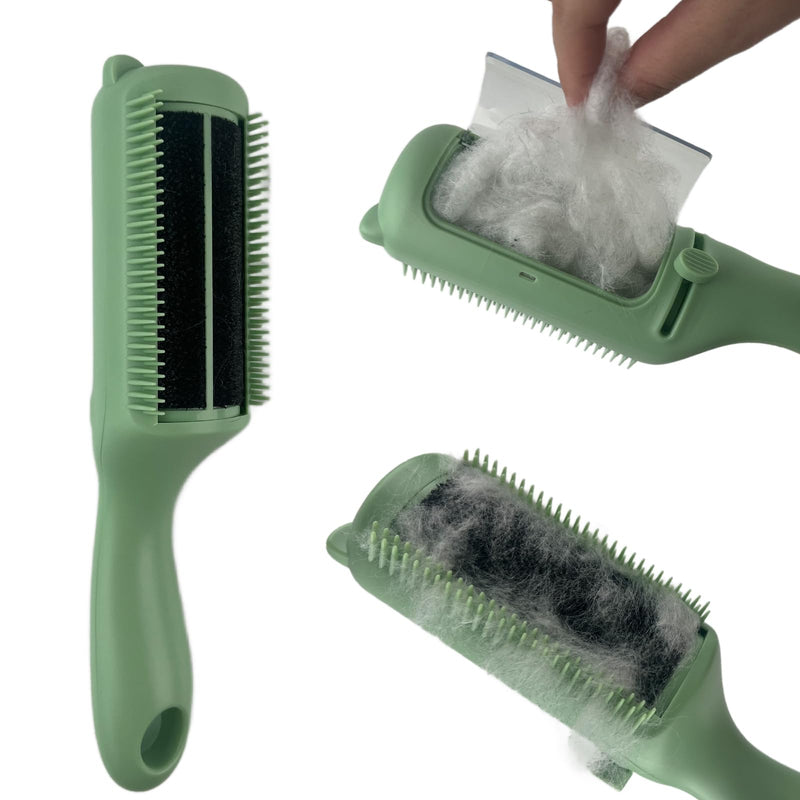 Cat Brush Pet Dry Cleaning Brush Cat Self Sticky Brush for Shedding and Grooming Long Short Hair Removal Comb with Recycling Box for Kitten Dog Rabbit Massage Roller Removes Loose Fur (Green) Green - PawsPlanet Australia