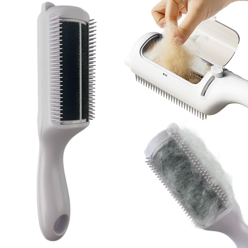 Cat Brush Pet Dry Cleaning Brush Cat Self Sticky Brush for Shedding and Grooming Long Short Hair Removal Comb with Recycling Box for Kitten Dog Rabbit Massage Roller Removes Loose Fur (White) White - PawsPlanet Australia