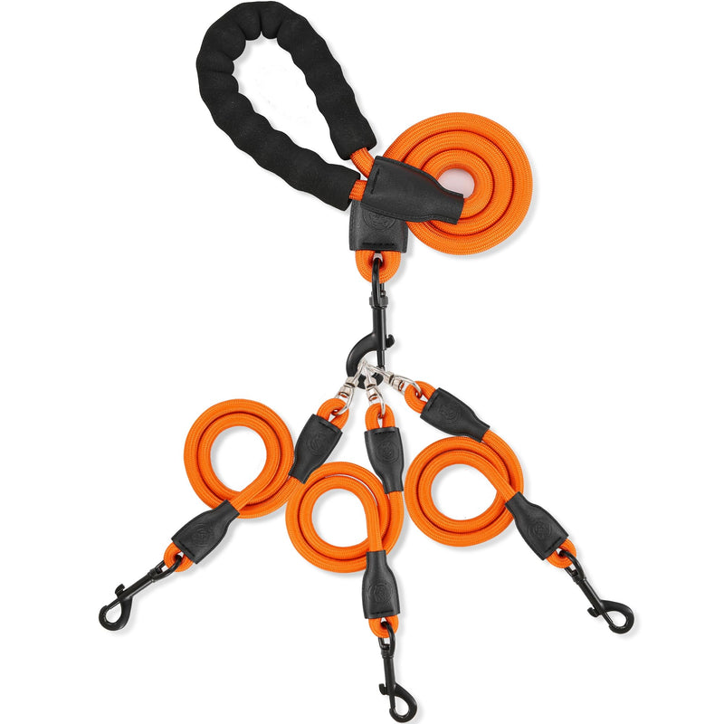 Heavy Duty 3 Dog Leash - Double Dog Leash, 360 Swivel, No Tangle, Total Length 59 in for Walking & Training Dual Dogs/Three Dogs (Orange, L) Orange - PawsPlanet Australia