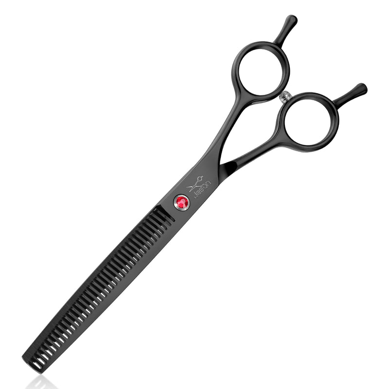 JASON 7.5" Dog Grooming Scissor - Professional Thinning Shear with 37 Teeth Japanese Stainless Steel Blender Scissors for Dogs, Cats and Other Pets (Thinning, Black) Christmas Gift Thinner - PawsPlanet Australia