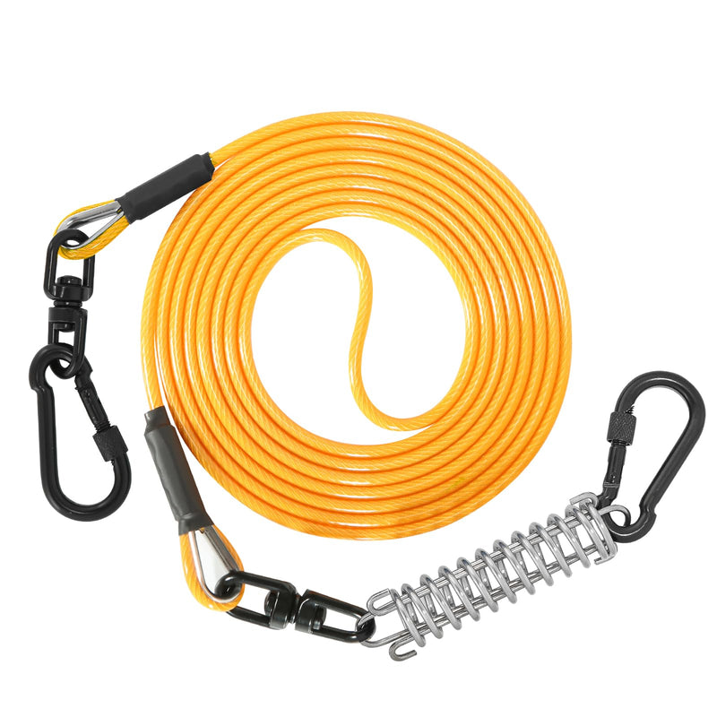 Pet Tie Out Cable for Dogs, Dog Tie Out Cable, Dog Runner Cable with Swivel Hook and Shock Spring, Dog Leash Run Tether for Yard Outdoor and Camping (Orange, 5MM*10FT) Orange - PawsPlanet Australia