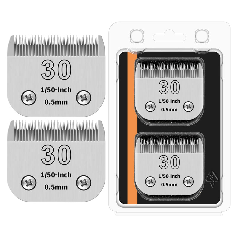 30# Detachable Pet Clipper Replacement Blades Compatible with Andis/Oster A5/Wahl KM10 Series Dog Clipper,Made of Ceramic Blade & Stainless Steel Blade,Size 30# Cut Length 1/50-Inch（2 Pack） 30#-2 - PawsPlanet Australia