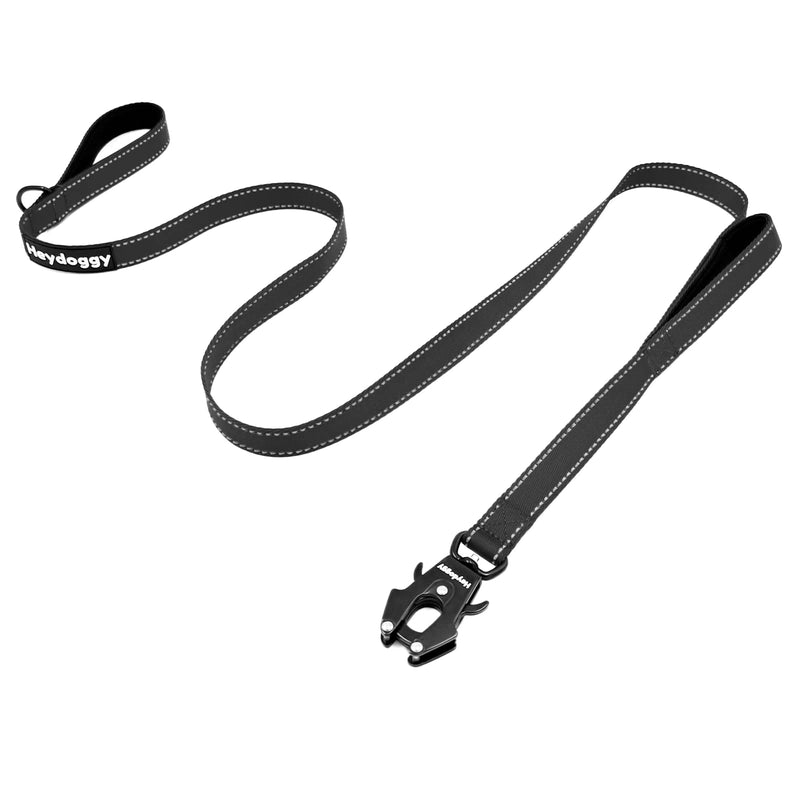 Strong Heavy Duty Dog Leash - 4ft Reflective Nylon Training Leash with Soft Padded Double Handle & Auto Lock Frog Clip - Safety Traffic Control for Large Medium Small Dogs No Pull Walk Black Black,4ft 4FT x 1" x 2.8MM - PawsPlanet Australia