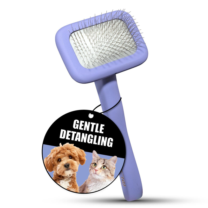 TAURO PRO LINE - Slicker Brush Rectangular S | Premium brush for dogs & cats with soft, flexible cushion ergonomic design. | Included:1x grooming brush in Purple, Dimensions: Rectangular, 2,7 x 6.2in Rectangular - S - PawsPlanet Australia