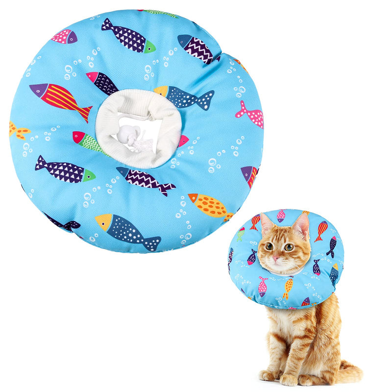 Cat Cone Collar Soft, Cute Cat Donut Adjustable Cat Recovery Collar Elizabethan Cone Cat Cones to Stop Licking Comfortable Anti-Bite Neck Cone for Pet Cats Kittens After Surgery Medium Blue - PawsPlanet Australia
