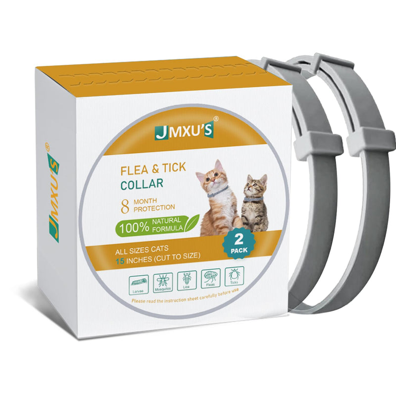 Flea and Tick Collar for Cats &Kitten, Natural Essential Oil Flea and Tick Prevention for Cats, 15 Inch, 8 Month Protection, 2 Pack - PawsPlanet Australia