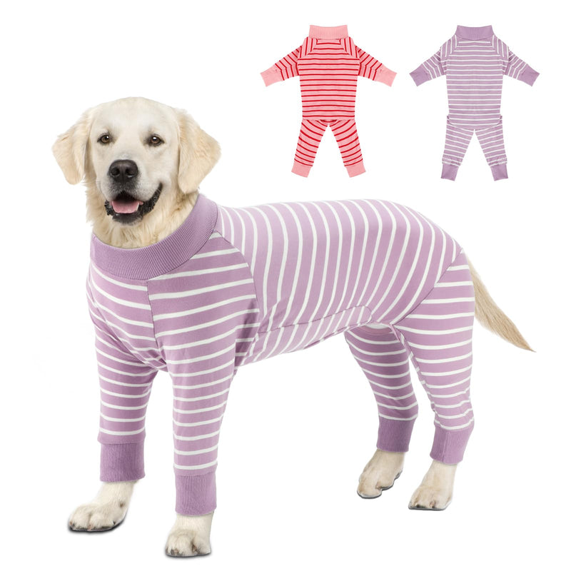 FHTONGE Dog Surgery Recovery Suit, 2 Pcs Dog Onesie Surgical Suit for After Neuter Spay Abdominal Wounds Protector, Snugly Long Anti-Licking Sleeve Dog Pajamas for Shedding Skin Disease Medical 5XL 5XL (Pack of 2) - PawsPlanet Australia