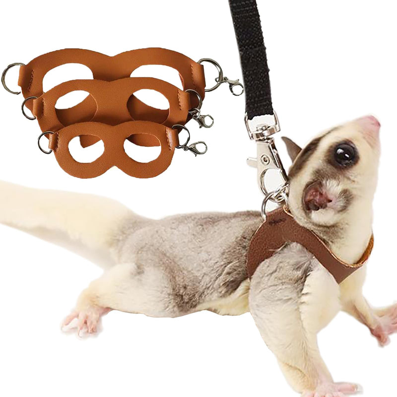 3 Pack Sugar Glider Harness and Leash Set Small Animal Training Walking Vest for Squirrel Hamster Rat Brown - PawsPlanet Australia