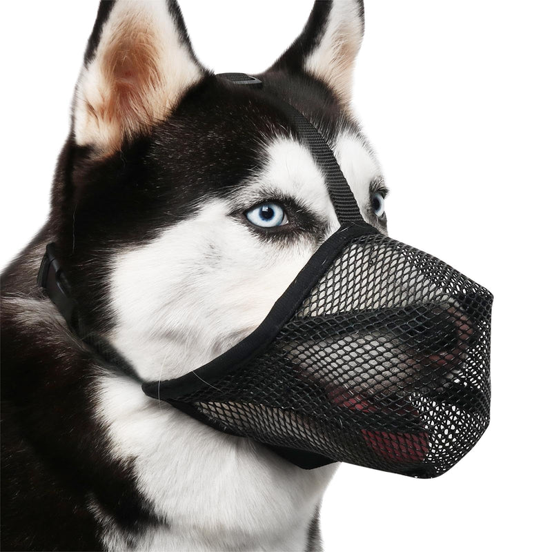 Mayerzon Dog Muzzle, Soft Mesh Muzzle for Medium Large Dogs with Adjustable Strap, Anti Bite Chewing Muzzle for Scavenging Grooming, Breathable Puppy Muzzle for German Shepherd Doberman Husky Black M [Snout Cir: 9¾"-10¾"] - PawsPlanet Australia