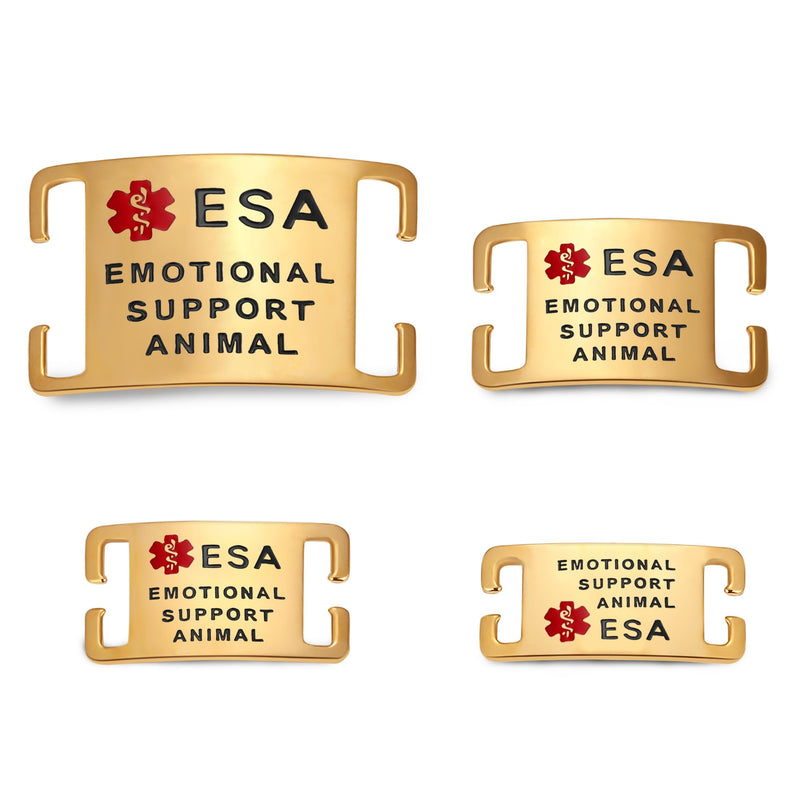 ESA Dog Tag – Surgical Steel, Non-Slip Grip, Deep Engraved & Hand Enamel ESA ID – Fits 1” Collar, Silent - Extra Large Slide-On ID Badge for Collar or Harness Slider: Medium 3/4 inch collars Pvd Gold - PawsPlanet Australia