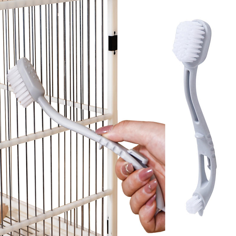 MANON ROSA Bird Cage Cleaner with Two Brush Heads Long Handle Tool for Cleaning Bird Parrot Cages Kennels Perches - PawsPlanet Australia