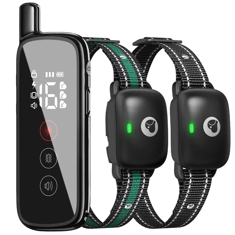 Electric Dog Training Collar with a 2600FT Remote Range, Rechargeable and Waterproof, Features 3 Training Modes and Security Lock for Dogs of All Breeds and Sizes 2x Dogs (Black) - PawsPlanet Australia