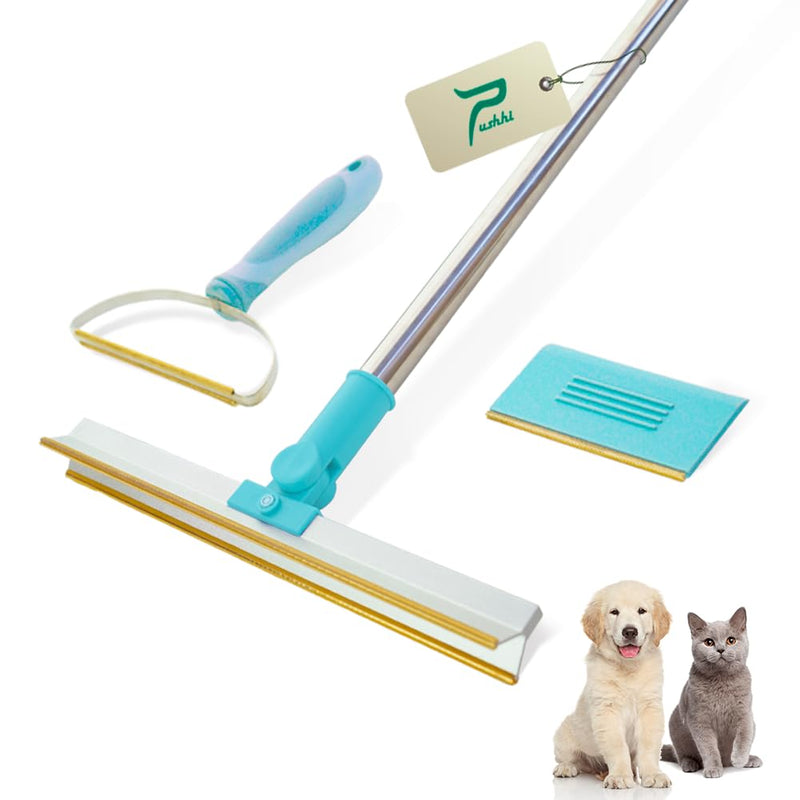Pet Hair Remover Set, 3Pcs Dog & Cat Hair Removal Tool Set, Retractable Carpet Rake for Pet Hair, Pet Hair Removal Tool for Funiture, Carpet Brush for Rug, Couch, Pet Bed, Cat Tower (Blue) Blue - PawsPlanet Australia