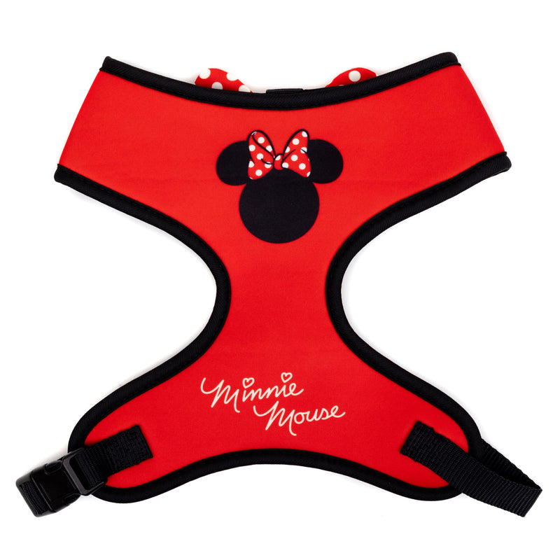 Disney Pet Harness, Dog Collar Plastic Buckle, Minnie Mouse Ears Icon with Bow Applique Polka Dot Red White Small - PawsPlanet Australia