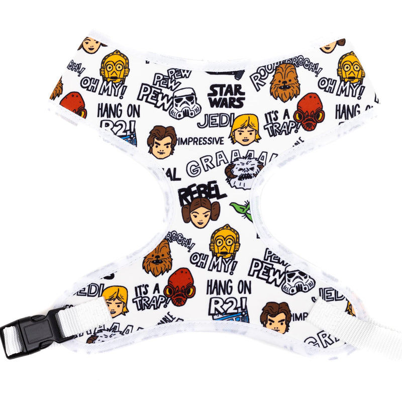 Star Wars Pet Harness, Dog Collar Plastic Buckle, Star Wars Characters and Quotes Cartoon Collage Gray X-Large - PawsPlanet Australia