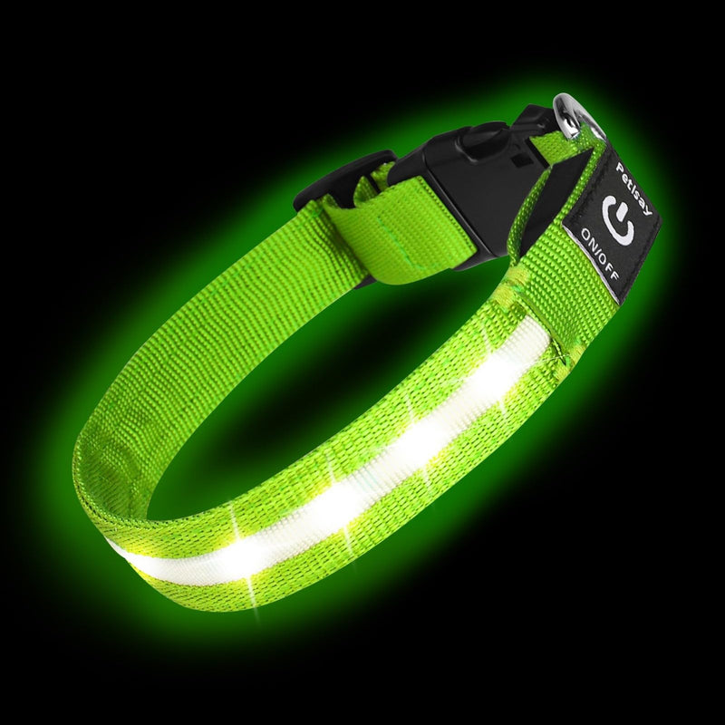 Super Bright LED Dog Collar - Fully Waterproof & Adjustable Glow Collar - USB-C Rechargeable for Night Walking, Safety - Flashing Lighted Collar for Dogs(Green,Medium) Medium (14.5" - 19.5" ) Green - PawsPlanet Australia