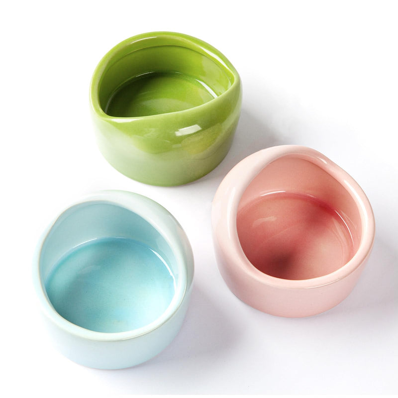 3 Pack Ceramic Hamster Food Bowl, Splash-Proof, Tip-Proof, Chew-Resistant, Easy to Clean Small Animal Bowl for Hamster/Guinea Pig/Chinchilla/Hedgehog, 1 Pink + 1 Blue + 1 Green Pink + Blue + Green - PawsPlanet Australia