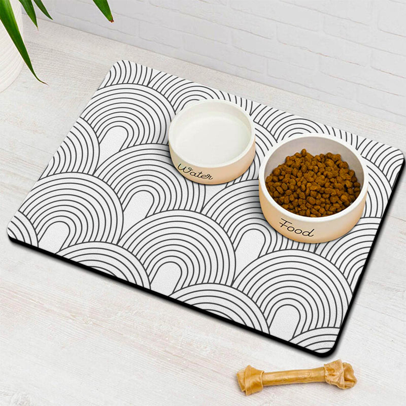 Dog Food Mats for Floors Absorbent, Pet Cat Food Mat - Quick Dry Dog Bowl Mats for Food and Water, Eco-Friendly Boho Pet Supplies 12" x 20" S(12"×20") 01-White - PawsPlanet Australia
