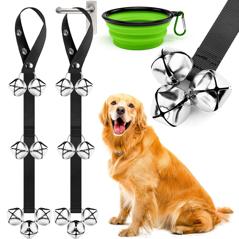 Dog Doorbells Premium Quality Training Potty Dog Bells, Adjustable Door Bell Length for Small, Medium and Large Dogs, A Convenient Way to Train Your Puppy - 7 Large Loud & Crisp DoorBells 02 Black/Black - PawsPlanet Australia
