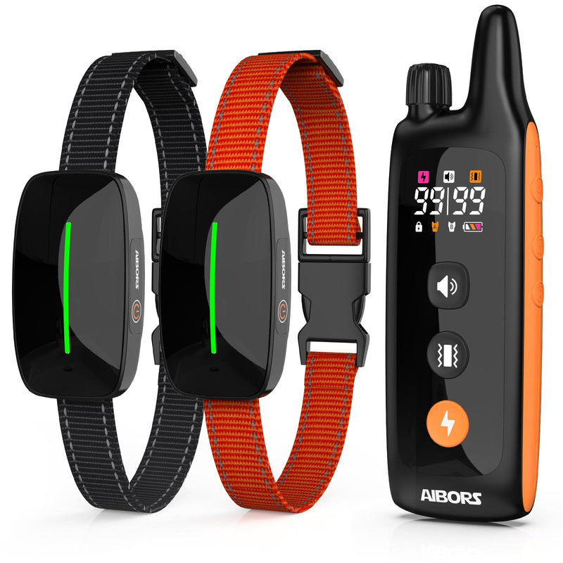Dog Shock Collar with Remote - 4000Ft Dog Training Collar for Small Medium Large Dogs 10-120lbs, Waterproof Rechargeable E Collars for 2 Dogs with Beep Vibration (1-99) and Humane Shock (1-99) Modes Orange 2 Pack - PawsPlanet Australia
