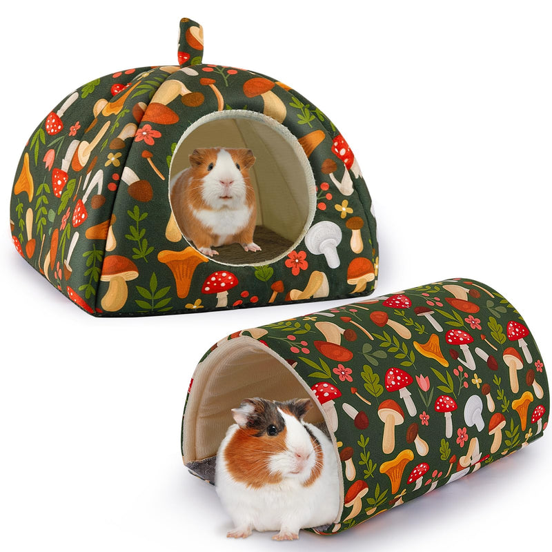 Guinea Pig Hideout, Bienbee Rabbit Bed with Guinea PigTunnel, 2 Pack Guinea Pig Toys Set Guinea Pig House Rabbit Hideout guinea pig accessories for Hamster, ferret, Rabbit, Bunny, Small Animal in Cage Black Mushroon - PawsPlanet Australia