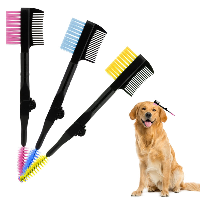 3 Pcs Eye and Tear Stain Grooming Combs - Removing Crust, Mucus, and Fleas for Pets Pink, Blue, Yellow - PawsPlanet Australia