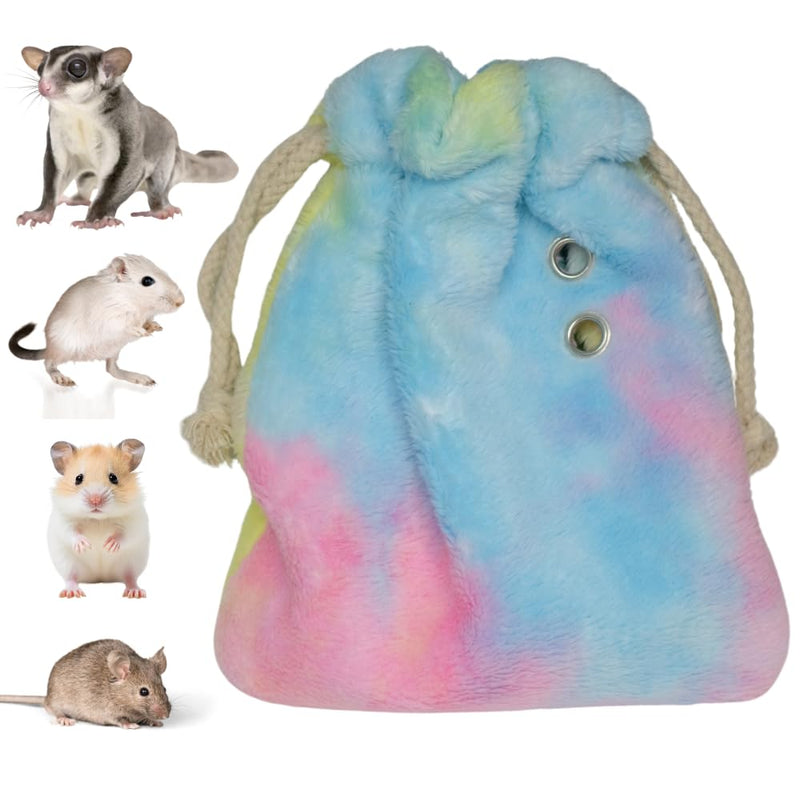 HILLBERRY Rainbow Fleece Warm Bonding Sleeping Pouch, Carrier, Hideout Bed for Rodent, Sugar Glider, Hamster, Gerbil, Mouse, Pet Accessory for Small Pets and Animals - PawsPlanet Australia