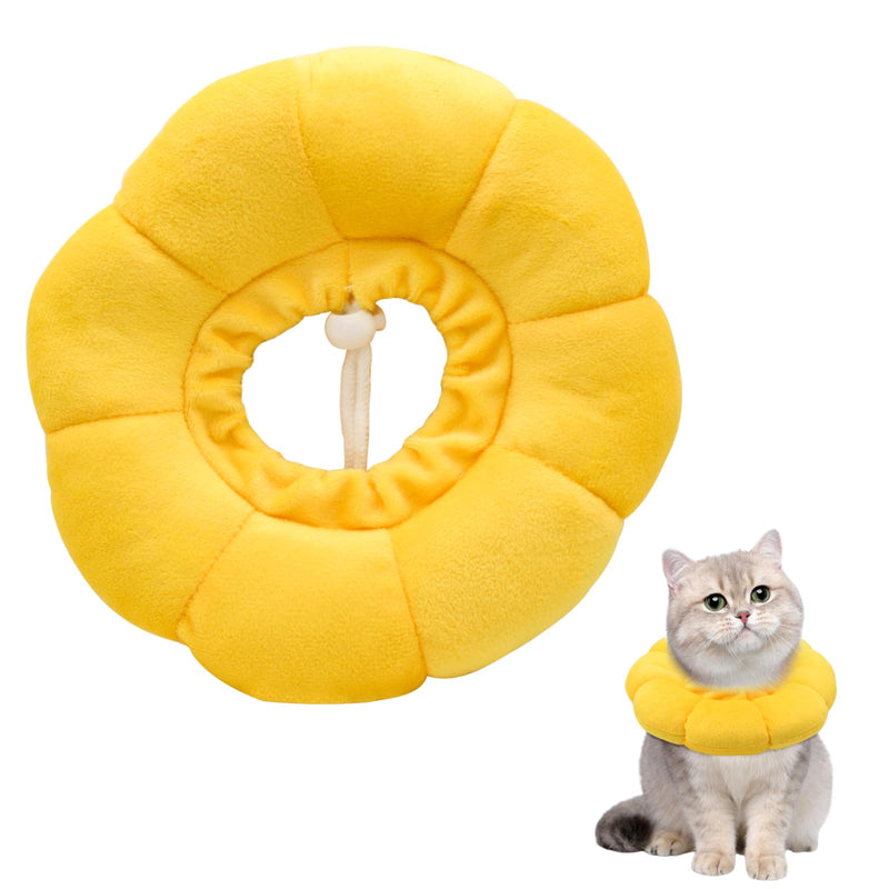 Sunflower Cat Recovery Cone, Adjustable Pet Elizabethan Collar for Cats &Puppy, Soft Cone for Cats After Surgery to Stop Licking, Cat Neck Pillow for Sleeping, Easy to Clean (Yellow, M) Yellow, M - PawsPlanet Australia