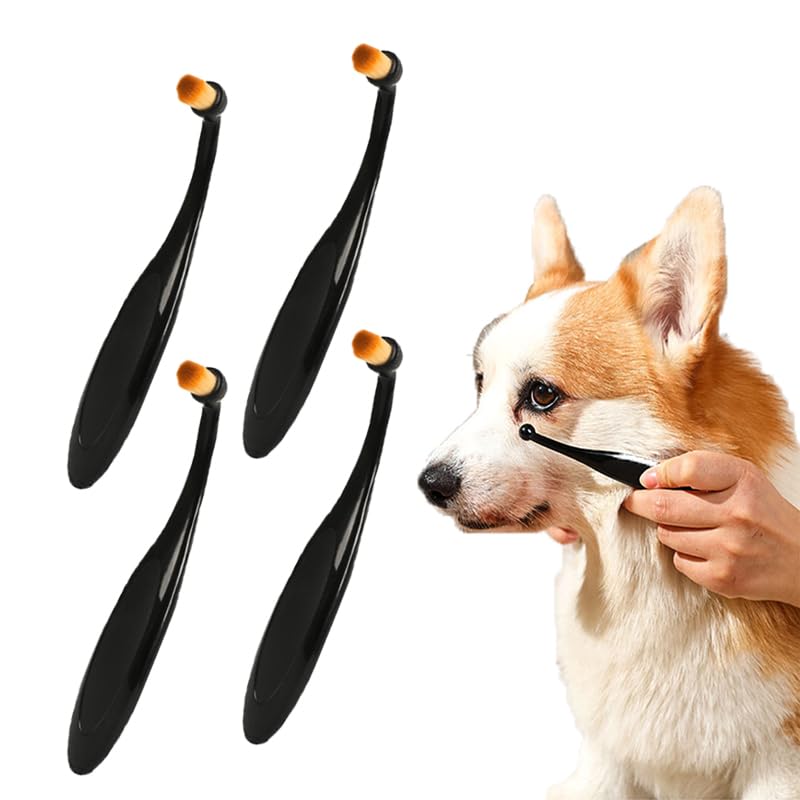 Dog and Cat Eye Powder Brush - 4 Pack Tear Stain Remover Brush with Washable Fiber Ergonomic Handle (4 Pack) - PawsPlanet Australia