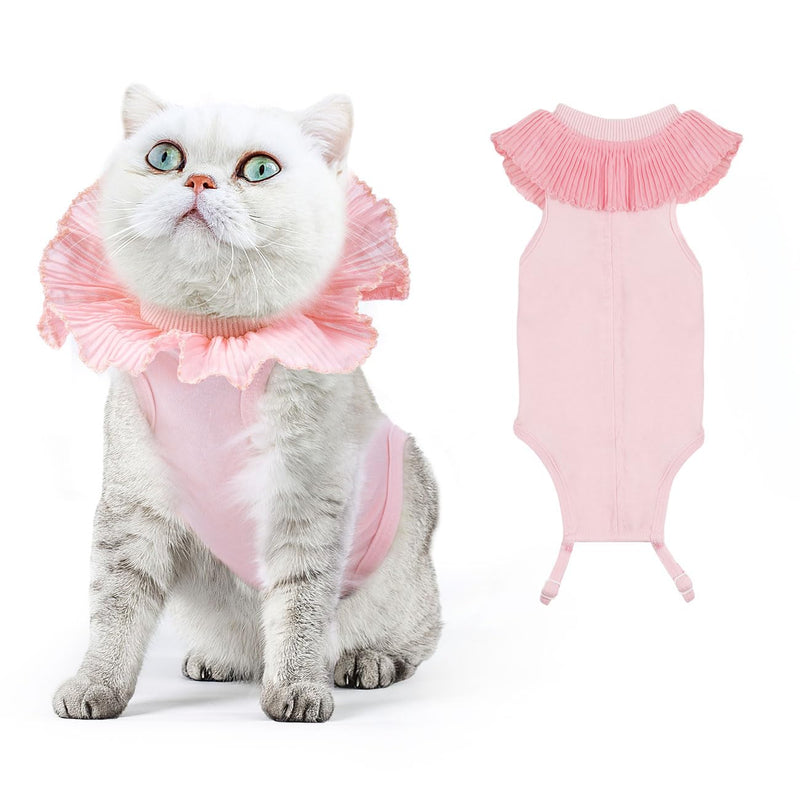 Cat Surgery Recovery Suit for Female Cat, Breathable Surgical Recovery Shirt for Abdominal Wounds Skin Diseases After Surgery, Soft Fabric Kitten Onesie, E-Collar Alternative for Cats, M Pink Medium - PawsPlanet Australia