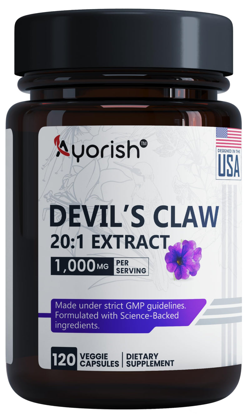Devils Claw Root Extract 1000mg | 120 Capsules| Devils Claw Herbal Supplement | Non-GMO, Gluten Free Supplement