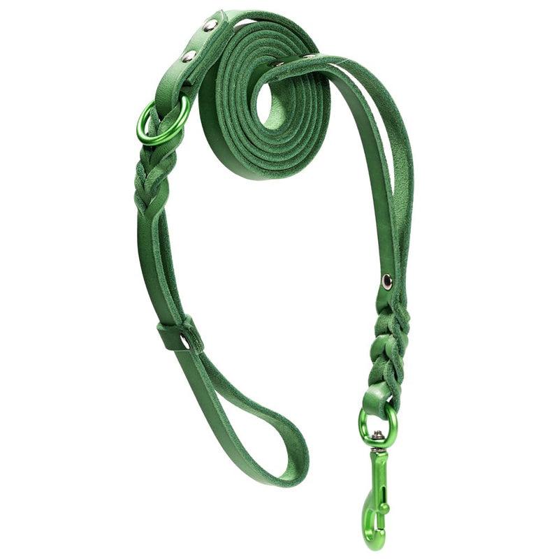 Howgo Leather Dog Leash 6 Foot Super Lightweight Military Grade Heavy Duty Soft and Comfortable Lead for Large Medium and Small Dogs Training and Walking (Green, 1/2in) Green 0.5in x 6ft - PawsPlanet Australia