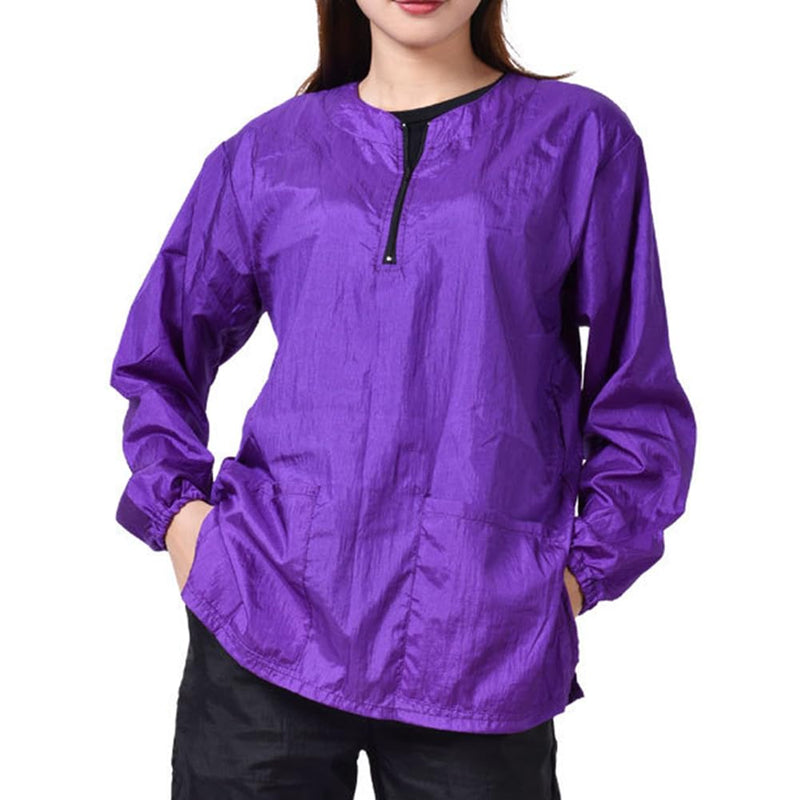 Dog Grooming Smock, Dog Grooming Smock for Men Women, Anti-Static Smock for Pet Shop Dog Cat Grooming Bathing, Long Sleeves, Water Resistant and Hair Proof, (Solid Purple M) Medium Solid Purple - PawsPlanet Australia