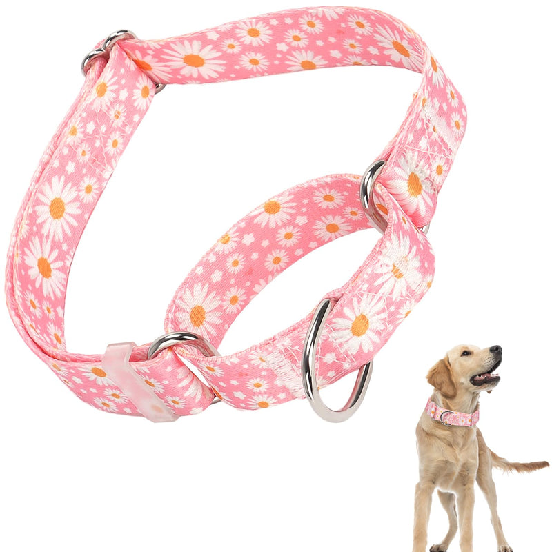 Martingale Collar for Dogs Medium Large, Girl Dog Collars with Adjustable Soft Nylon and Special Pink Daisy Floral Design, Training No Slip Dog Collar (M) 8 M for Neck 16-21" - PawsPlanet Australia