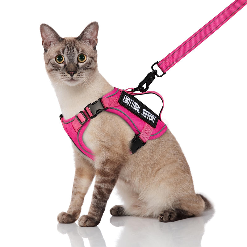 Tactical Cat Harness and Leash, Escape Proof Large Cat Walking Vest,Adjustable Soft Mesh Pet Vest Harness with Control Handle, Molle Patches (777816858438, Large) Pink - PawsPlanet Australia