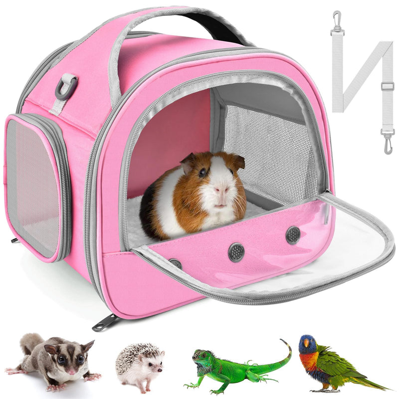 Bissap Guinea Pig Carrier Bag, Portable Small Animal Carrier Pouch for Hamster Chinchilla Bunny Hedgehog Lizard Bearded Dragon Bird Outgoing Reptile Travel Carrying Case - Pink - PawsPlanet Australia